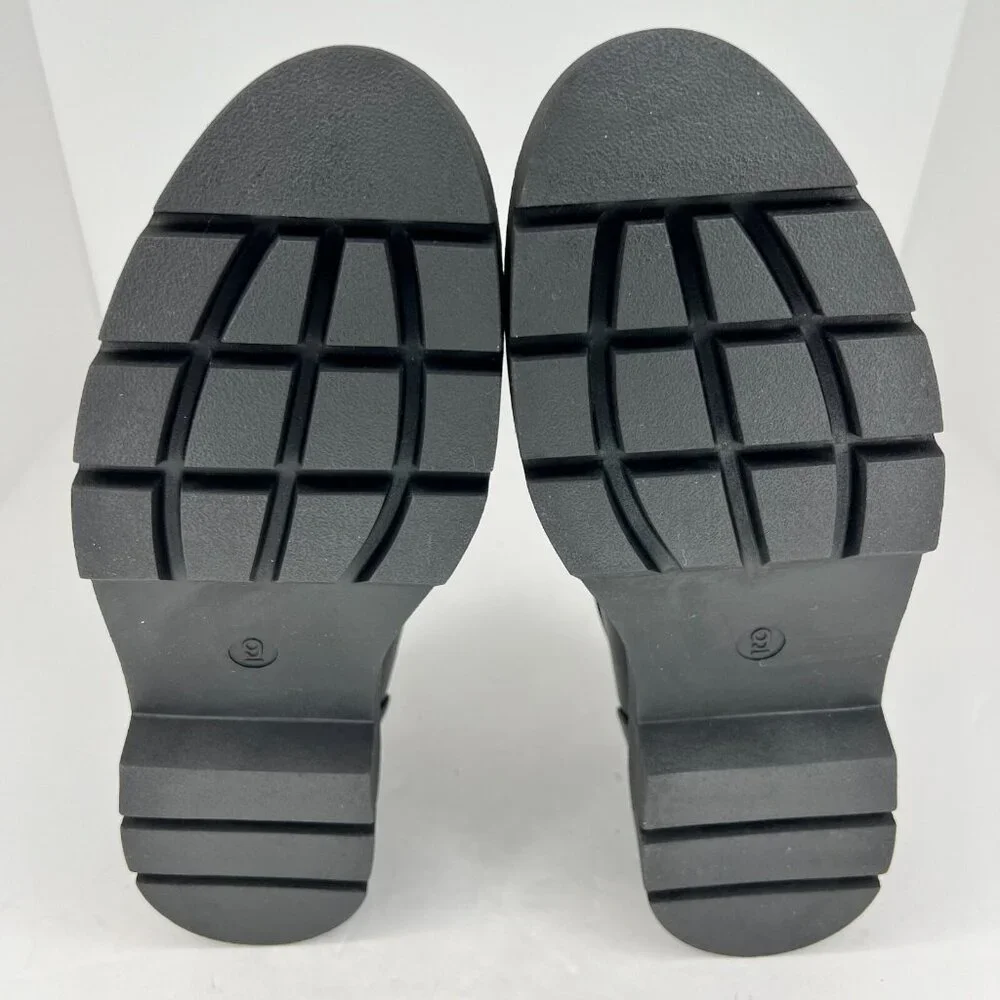 A New Day Womens Penny Black Faux Leather Classic Slip On Block Size 9 Loafers